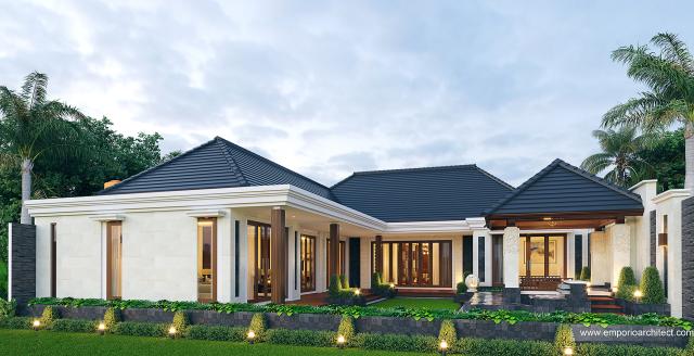 Desain Tampak Belakang Rumah Villa Bali 1 Lantai Bapak Zaenal di Cilacap, Jawa Tengah