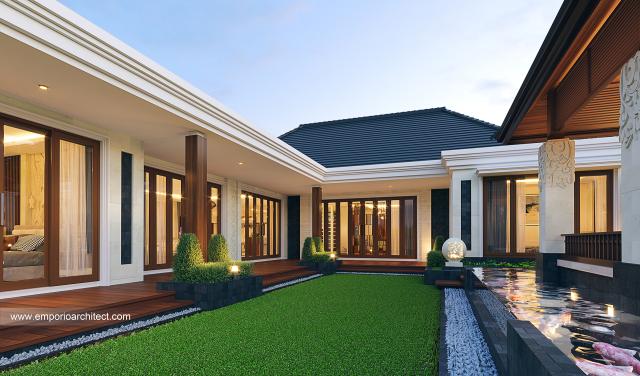 Desain Tampak Detail Belakang Rumah Villa Bali 1 Lantai Bapak Zaenal di Cilacap, Jawa Tengah