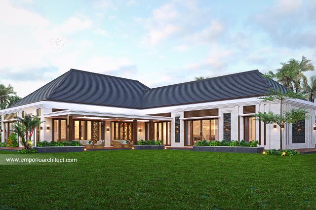 Desain Tampak Belakang Rumah Villa Bali 1 Lantai Ibu Wayan di Sulawesi Barat