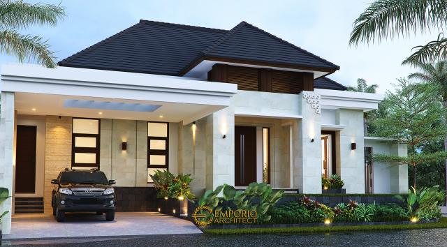 Desain Tampak Depan Rumah Villa Bali 1 Lantai Bapak Tony Yauwri di Makassar, Sulawesi Selatan