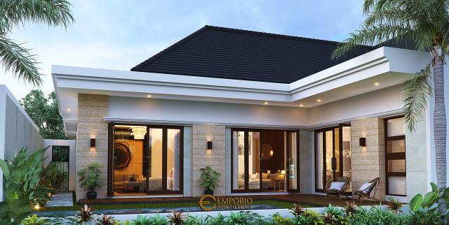 Desain Tampak Belakang Rumah Villa Bali 1 Lantai Bapak Tony Yauwri di Makassar, Sulawesi Selatan