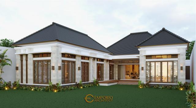 Desain Tampak Belakang Rumah Villa Bali 1 Lantai Bapak Jon di Pekanbaru, Riau