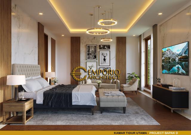 Desain Kamar Tidur Utama Rumah Villa Bali 1 Lantai Mr. D di Bukittinggi, Sumatera Barat