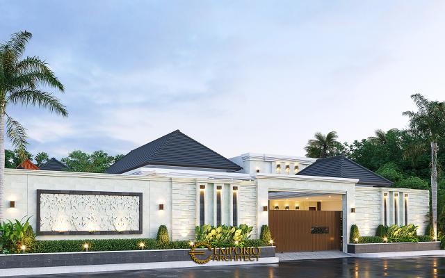 Desain Tampak Depan Dengan Pagar Rumah Villa Bali 1.5 Lantai Ibu Dewi di Singaraja, Bali