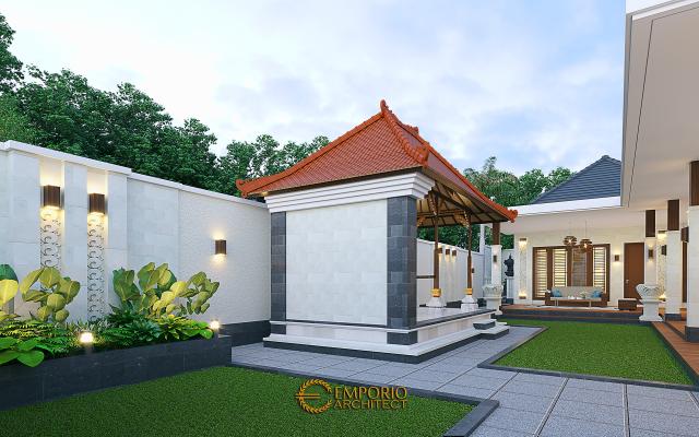 Desain Tampak Detail Belakang 2 Rumah Villa Bali 1.5 Lantai Ibu Dewi di Singaraja, Bali