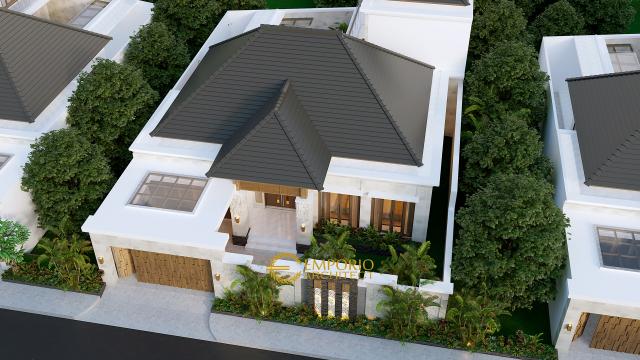 Desain Master Plan Tampak Depan Rumah Villa Bali 1.5 Lantai Bapak Baihaqi di Aceh