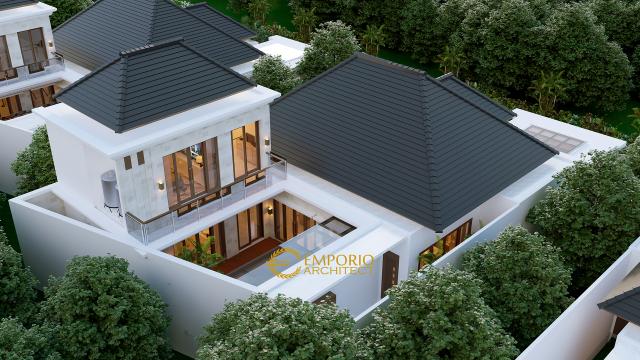 Desain Master Plan Tampak Belakang Rumah Villa Bali 1.5 Lantai Bapak Baihaqi di Aceh