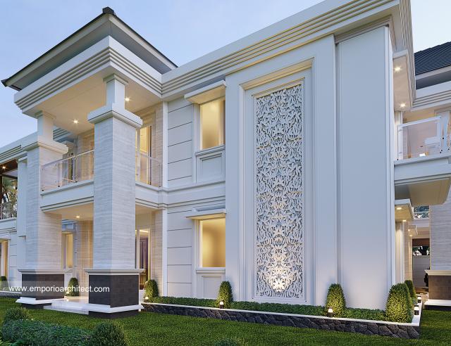 Desain Tampak Detail Samping Rumah Villa Bali 2 Lantai Bapak Ferry di Pekanbaru, Riau