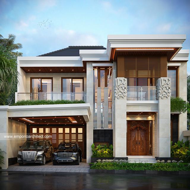 Desain Tampak Depan 3 Rumah Villa Bali 2 Lantai Bapak RMT di Pati, Jawa Tengah