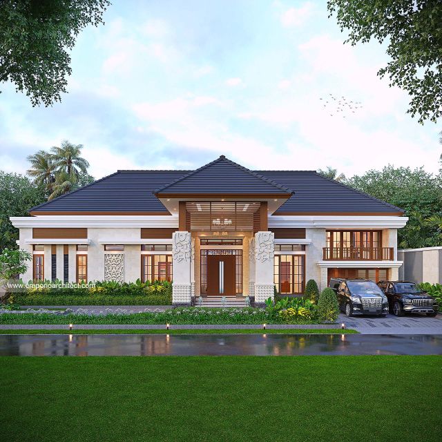 Gambar 1 Desain Rumah Villa Bali 2 Lantai Ibu CLT 1786 di  Bengkulu