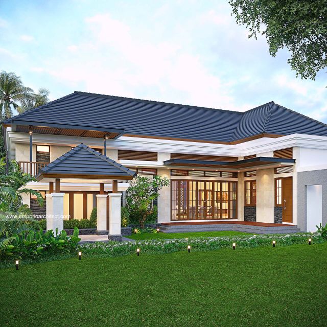 Gambar 2 Desain Rumah Villa Bali 2 Lantai Ibu CLT 1786 di  Bengkulu