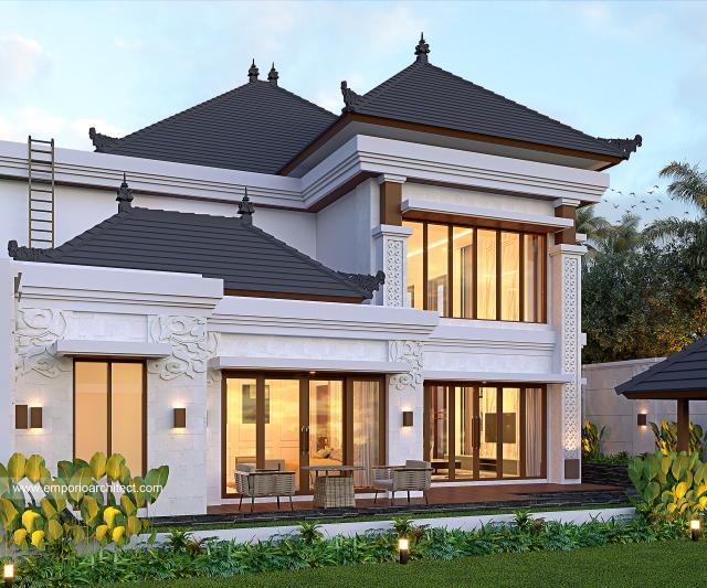 Desain Tampak Belakang Rumah Villa Bali 2 Lantai Ibu Mieke di Badung, Bali