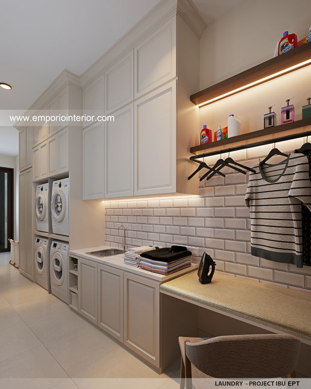 Desain Laundry Rumah Villa Bali 2 Lantai Ibu EPT di Bintaro, Jakarta Selatan