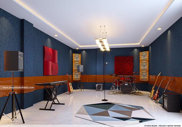 Desain Studio Musik Rumah Villa Bali 2 Lantai Bapak HNR di Palembang