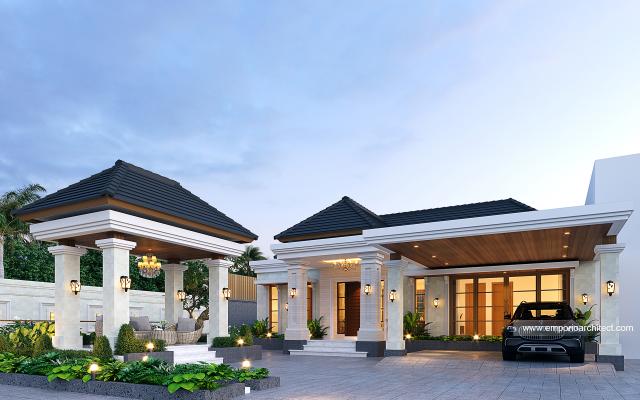 Desain Rumah Villa Bali 2 Lantai Bapak HNR di Palembang - Tampak Depan