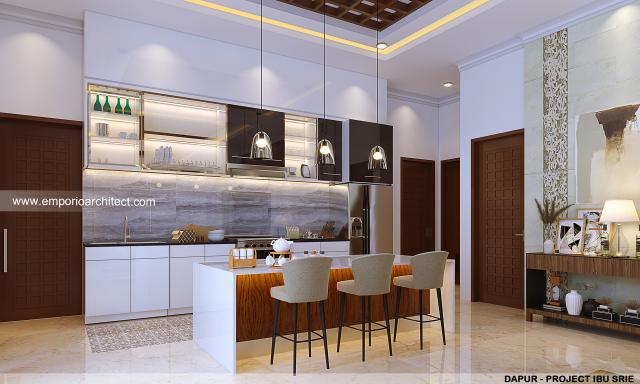 Desain Dapur Rumah Villa Bali 2 Lantai Ibu SR di Bekasi, Jawa Barat