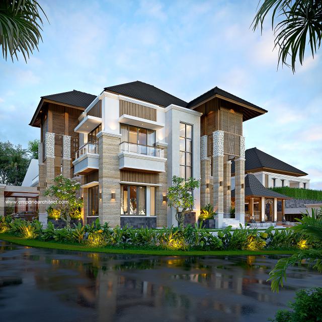 Desain Rumah Villa Bali 2 Lantai Ibu UK di Bogor - Tampak Hook