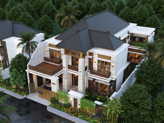 Desain Master Plan Rumah Villa Bali 2 Lantai Ibu ID di Surakarta, Jawa Tengah