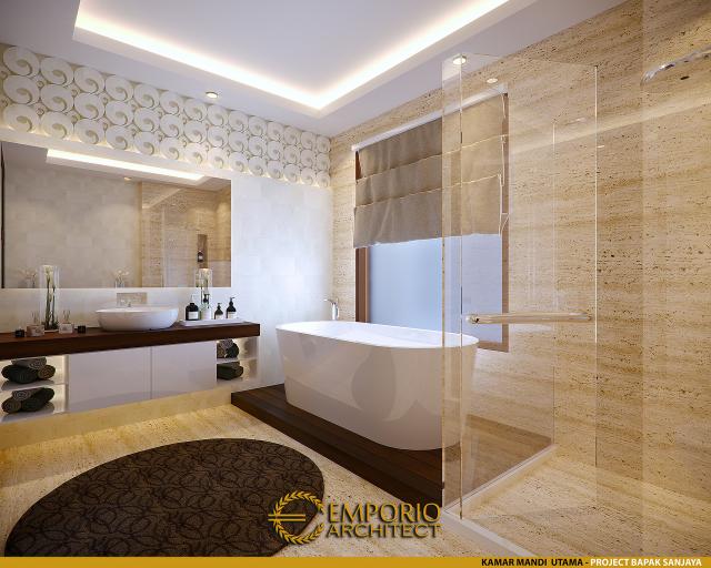 Desain Kamar Mandi Utama Rumah Villa Bali 2 Lantai Bapak Sanjaya di Denpasar, Bali