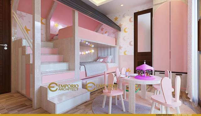 Desain Kamar Tidur Anak 1 Rumah Villa Bali 2 Lantai Bapak Andi di Bandung, Jawa Barat