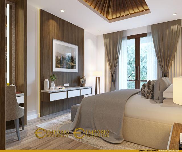 Desain Kamar Tidur Utama Rumah Villa Bali 2 Lantai Bapak Andi di Bandung, Jawa Barat