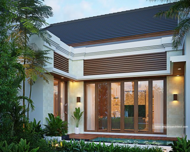 Desain Tampak Belakang Rumah Villa Bali 2 Lantai Bapak ESF di Pasuruan, Jawa Timur