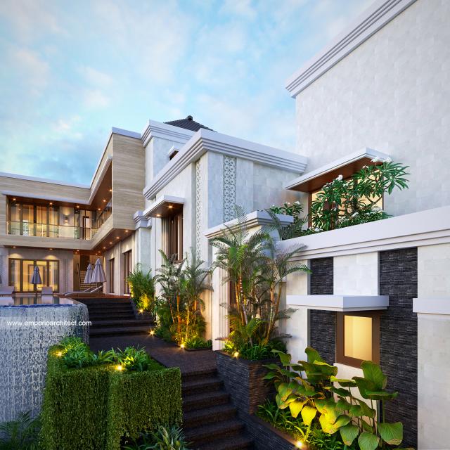 Desain Tampak Detail Belakang Rumah Villa Bali 2 Lantai Bapak FRS di Pecatu, Badung, Bali