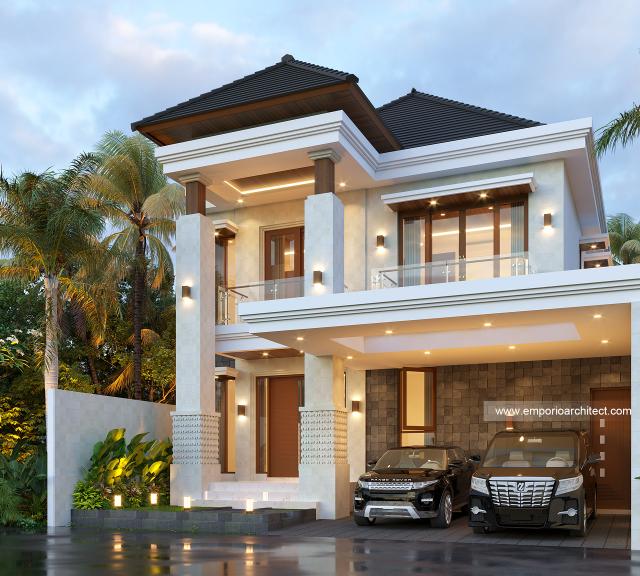 Desain Tampak Depan 2 Rumah Villa Bali 2 Lantai Bapak NGS di Denpasar, Bali