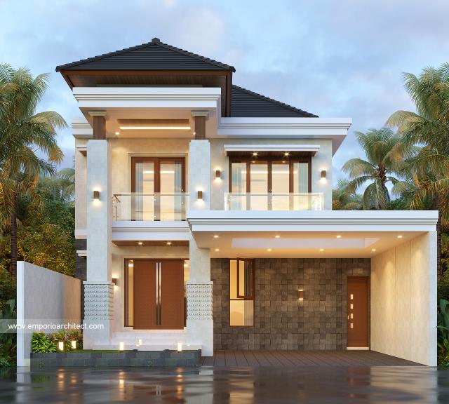 Desain Tampak Depan 3 Rumah Villa Bali 2 Lantai Bapak NGS di Denpasar, Bali