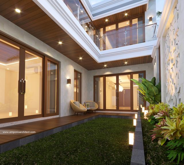 Desain Tampak Detail Samping Rumah Villa Bali 2 Lantai Bapak NGS di Denpasar, Bali