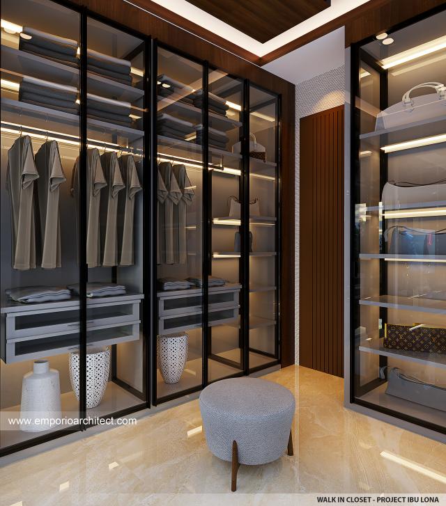 Desain Walk In Closet Rumah Villa Bali 2 Lantai Ibu LNA II di Bandung, Jawa Barat