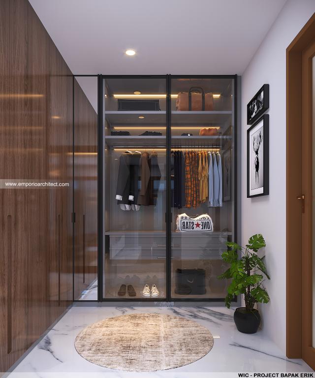 Desain Walk In Closet Rumah Villa Bali 2 Lantai Bapak Erik di Malang, Jawa Timur