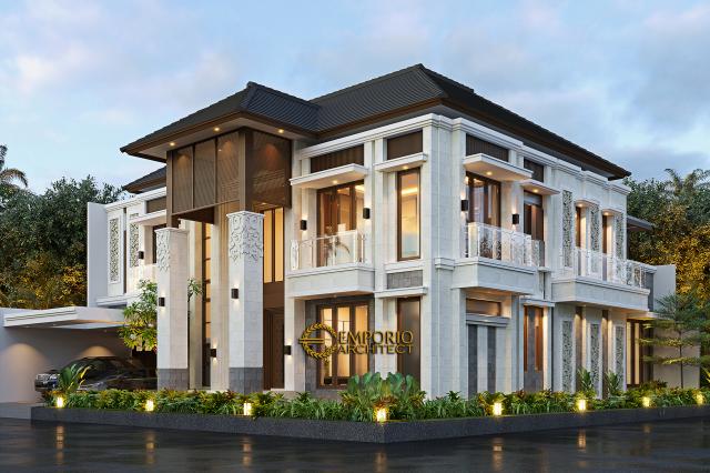 Desain Tampak Hook Rumah Villa Bali 2 Lantai Ibu Lastri di Cikarang, Bekasi, Jawa Barat