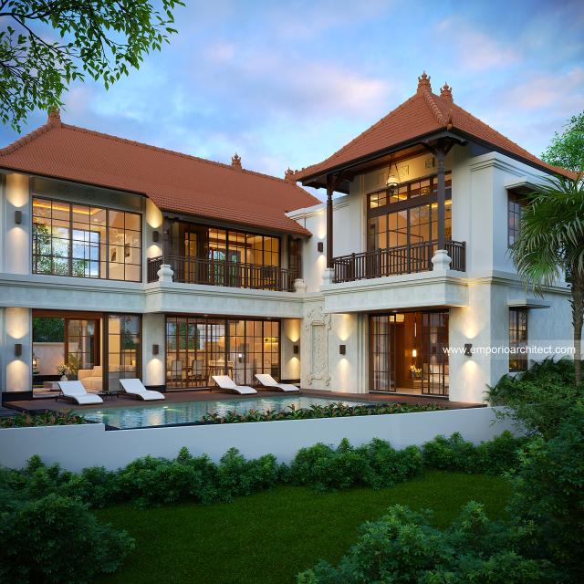 Desain Tampak Belakang Rumah Villa Bali 2 Lantai Bapak ATN di Canggu, Bali