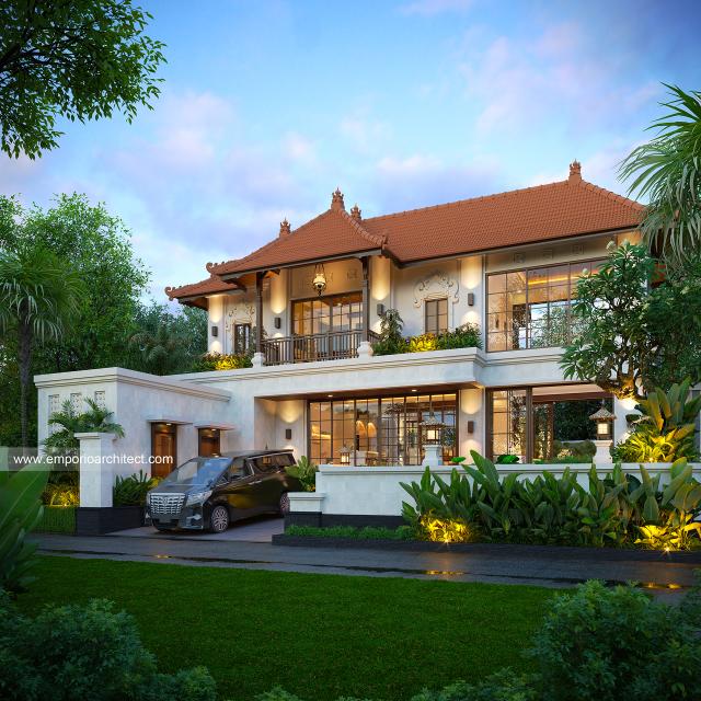 Desain Tampak Depan 2 Rumah Villa Bali 2 Lantai Bapak ATN di Canggu, Bali