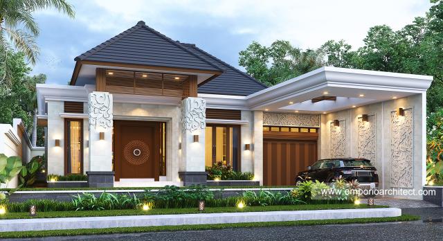 Desain Rumah Villa Bali 2 Lantai Bapak IST di Lubuklinggau, Sumatera Selatan - Tampak Depan