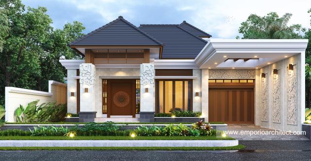 Desain Tampak Depan 3 Rumah Villa Bali 2 Lantai Bapak IST di Lubuklinggau, Sumatera Selatan