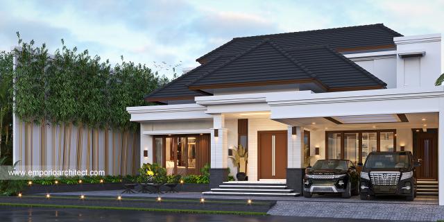 Desain Tampak Depan 2 Rumah Villa Bali 2 Lantai Ibu JLN dan Bapak HBM di Jembrana, Bali