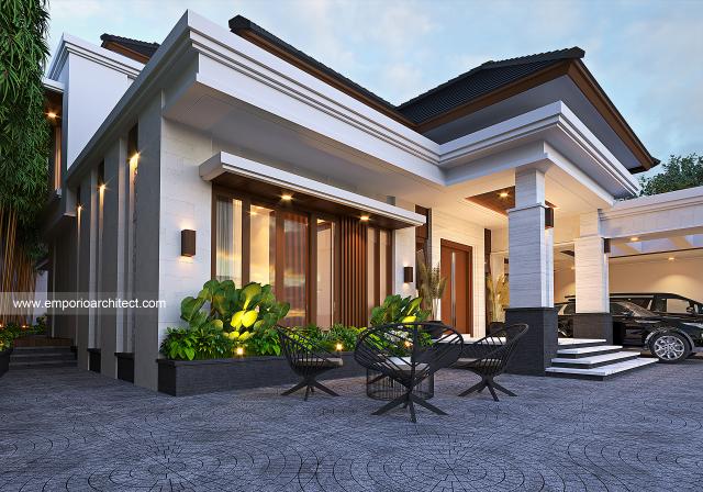 Desain Tampak Detail Depan Rumah Villa Bali 2 Lantai Ibu JLN dan Bapak HBM di Jembrana, Bali