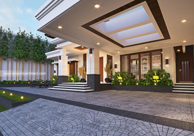 Desain Tampak Detail Depan 2 Rumah Villa Bali 2 Lantai Ibu JLN dan Bapak HBM di Jembrana, Bali