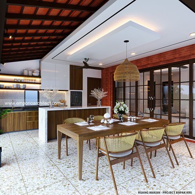 Desain Ruang Makan Rumah Villa Bali 2 Lantai Bapak dr. KRS di Tabanan, Bali