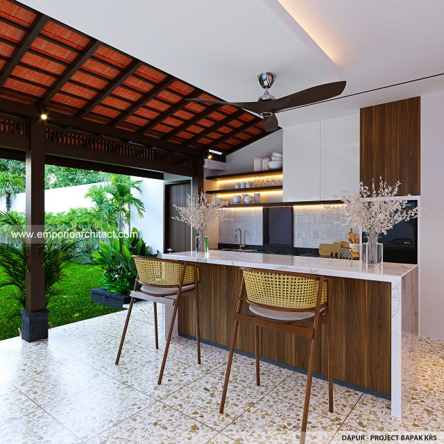 Desain Dapur Rumah Villa Bali 2 Lantai Bapak dr. KRS di Tabanan, Bali