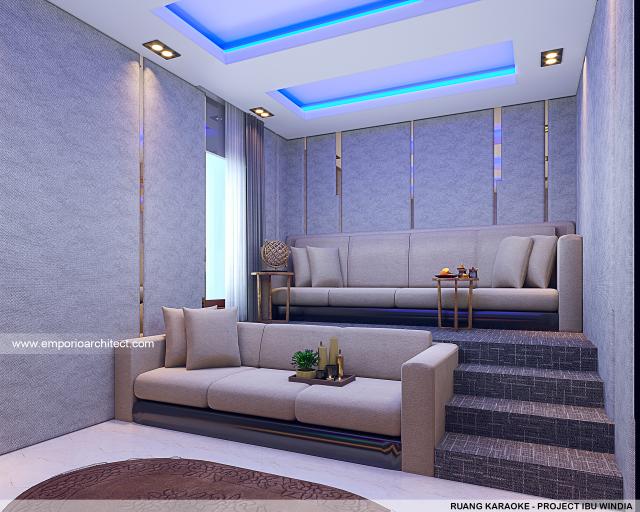 Desain Ruang Karaoke Rumah Villa Bali 2 Lantai Ibu Windia di Bali