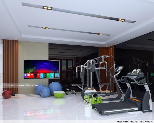 Desain Ruang Gym Rumah Villa Bali 2 Lantai Ibu Windia di Bali