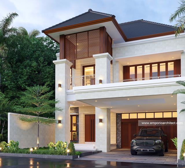 Desain Tampak Depan 2 Rumah Villa Bali 2 Lantai Ibu Windia di Bali