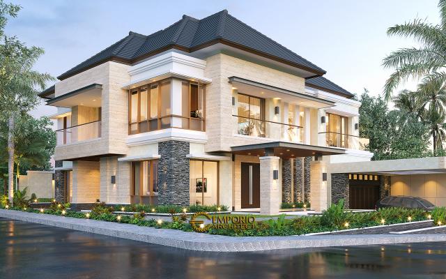 Desain Tampak Hook Rumah Villa Bali Modern 2 Lantai Ibu Yuyun di Nusa Tenggara Timur