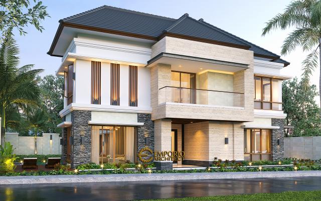 Desain Tampak Samping Rumah Villa Bali Modern 2 Lantai Ibu Yuyun di Nusa Tenggara Timur