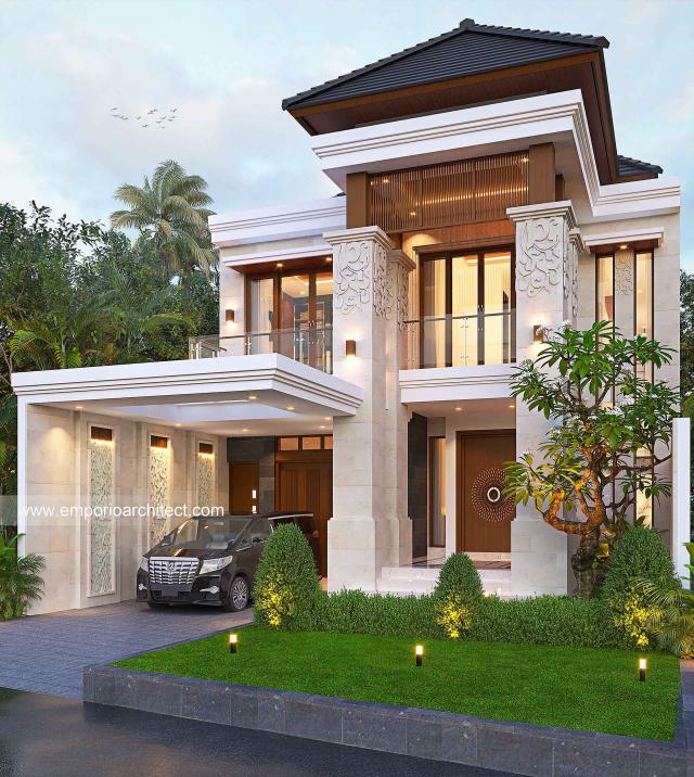 Desain Tampak Depan 2 Rumah Villa Bali 2 Lantai Mr. KY di Bali