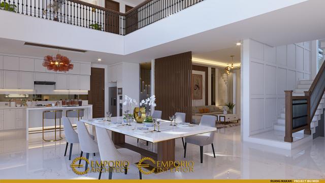 Desain Ruang Makan Rumah Villa Bali 2 Lantai Ibu Widi di Bandung, Jawa Barat