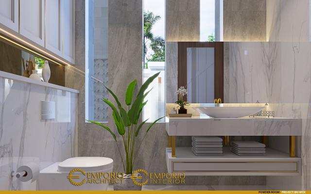 Desain Powder Room Rumah Villa Bali 2 Lantai Ibu Widi di Bandung, Jawa Barat